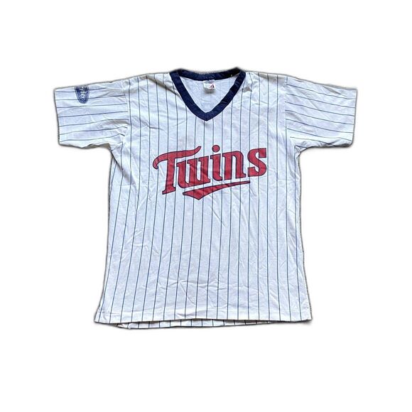 VINTAGE 80S KENT HRBEK #14 MINNESOTA TWINS STRIPED BASEBALL JERSEY SINGLE STITCH - Picture 1 of 8